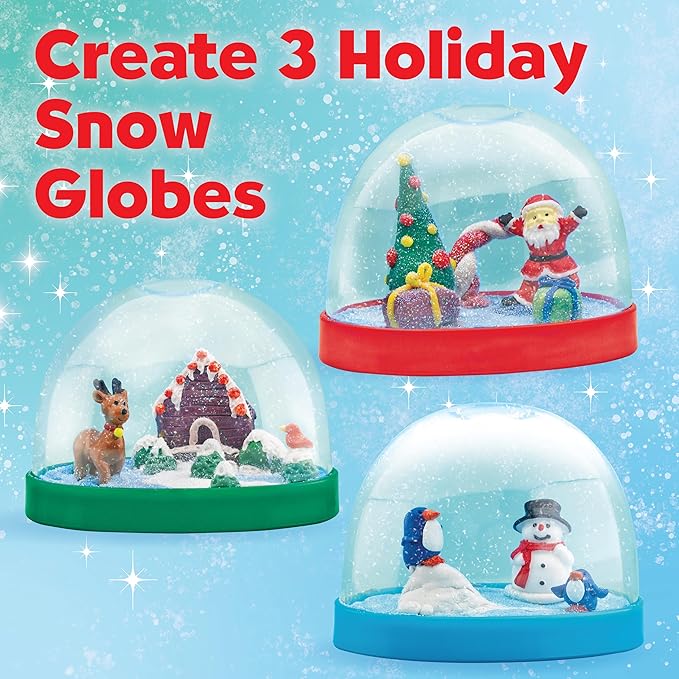 Creativity for Kids Make Your Own Holiday Snow Globes Kit | Sculpt, Decorate & Shake 3 Festive Winter Scenes | DIY Christmas Crafts for Kids to Build Creativity & Fine Motor Skills (Ages 6+)