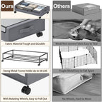 Under Bed Storage with Wheels - 2Pack 60L Underbed Storage Containers with Clear Lid & Label, Rolling Under Bed Storage Bins for Clothes, Shoes, Blankets (XL,Grey)