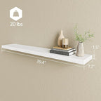 BAMEOS Floating Shelves,40 x 8Wall Shelves – Extra-Wide Display Shelf with Invisible Brackets, Set of 2 | Accent Décor Shelf for Bedroom, Living Room, Home Office & Salon Display White