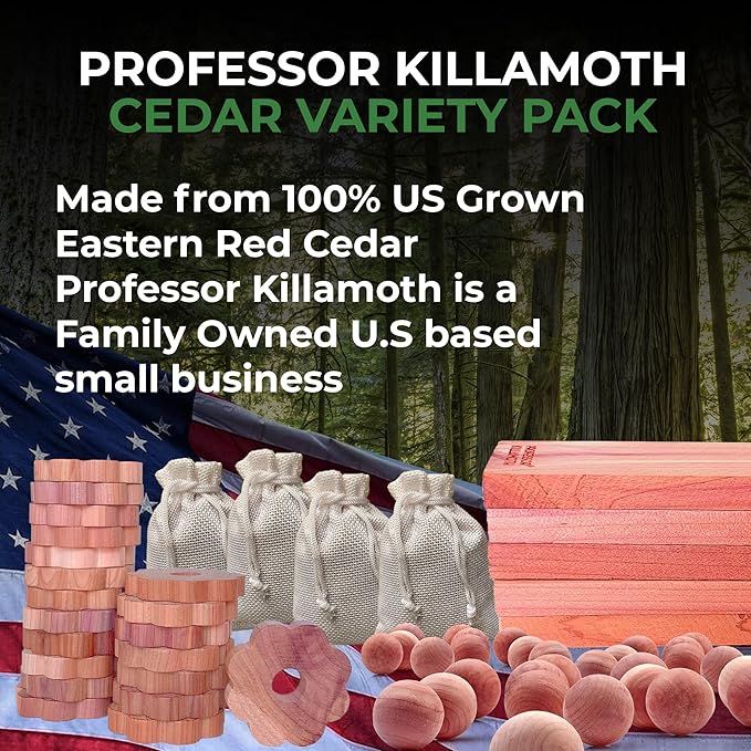 61 Pack Cedar Blocks, Sachets, Rings, Balls - Stop Clothes Damage - The Ultimate Cedar Collection to Protect Your Clothes