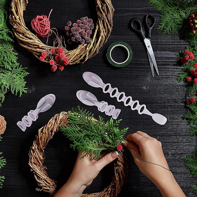 6 Pcs Christmas Wreath Holder Ties - 8.5" Adhesive Silicone Straps - Stretchable Hangers for Garland Mantle Stairways Decoration