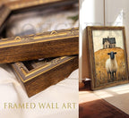 Vintage Gold Framed Wall Art Retro Country Sheep Oil Painting Canvas Prints Farmhouse Landscape Picture Wall Decor Rustic Farmhouse Animal Poster Artwork for Living Room Bedroom Bathroom, 9x11in