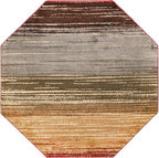 Unique Loom Barista Collection Area Rug - Mundo Nova (6' 1" Octagon, Beige/Blue)