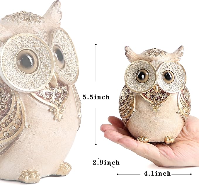 Smadeer Owl Statue for Home Decoration for Shelf Bookshelf OfficeTable Indoor Decor Accents Adorable Big Eye Owl Statues and Sculptures Animal Owls Gift for Bird Lover Cute Figurine