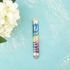 Matashi Hand Painted Multi Color Enamel 6 inch Mezuzah Embellished with Hebrew Shin Home Door Wall Decor Home Décor Jewish Holiday Housewarming Present House Blessing Gift for Holiday Festival