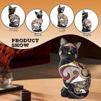 Black Cat Statue Home Decor Accent Boho Cat Figurines and Sculptures for Living Room Bedroom Shelf Office Table, Cats Art Decoration Vintage Matt Animals Gift for Cats Lovers, Woman Mom