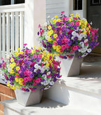 Ivydale 24 Bundles Artificial Flowers for Outdoors Faux Plants Spring Outdoor Decoration Faux Silk Morning Glory with Eucalyptus Realistic UV Resistant for Outside Porch Patio Window Garden Yard Home