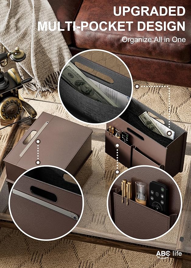 ABC life Magazine Holder Magazine Rack Floor, Stable Foldable PU Leather Newspaper Book Storage Basket Box, Upgraded Magazine File Folder Organizer Free Standing, for Living Room Home Office - Brown