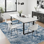 4x4 Area Rug Living Room Rug: Washable Modern Abstract Soft Thin Rug Indoor Floor No Slip Stain Resistant Carpet for Bedroom Dining Room Farmhouse Nursery Home Office - Blue
