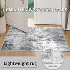 Ciicool 2x6 Washable Runner Rug, Modern Abstract Hallway Rugs Runner, Non-Slip Thin Accent Rug Lightweight Grey White Print Distressed Carpet for Laundry Entryway Bedroom Kitchen Bathroom Indoor