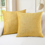 CaliTime Throw Pillow Covers Decorative 26 X 26 Inches Pack of 2 Cozy Chenille Cushion Cases for Couch Sofa Bed Living Room Home Gold