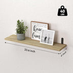 WOPITUES Wood Floating Shelves Set of 6, 24 inch Long Floating Shelves for Wall Decor, Farmhouse Shelf for Bedroom, Bathroom Storage Shelves, Book Shelves for Living Room - Rustic Brown