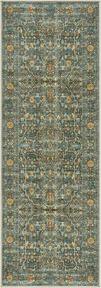 Keen Home Design 2x10 Rug - Machine Washable Runner Rug with Non-Slip Backing, Ideal for Hallway, Entryway, Kitchen, Laundry Room - Vintage, Easy Clean, Durable, Low Pile - (2'6" x 10')