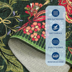 GarveeHome Forest Green Floral 2x3 Door Mat Indoor Rugs for Entryway Small Vintage Boho Cottage Washable Non-Slip Low-Pile Rug for Bedroom Kitchen Bathroom Entrance