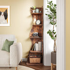 LITTLE TREE Small Corner Shelf, Modern 5-Tier Wall Corner Bookshelf, Stylish Bookcase Storage Rack for Small Space, Living Room, Bedroom