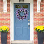 Sggvecsy Lavender Wreath for Front Door 22 Inch - Purple Daisy Spring Summer Artificial Wild Flower Greenery Leaves for All Seasons - Farmhouse Home Wall Indoor Outdoor Window Decor
