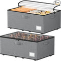 Dayacoco Underbed Storage with Wheels, 2 Pack Under Bed Storage Containers with Clear Lids, No Assembly Required 10.1 inch Rolling Under Bed Storage for Clothes, Grey