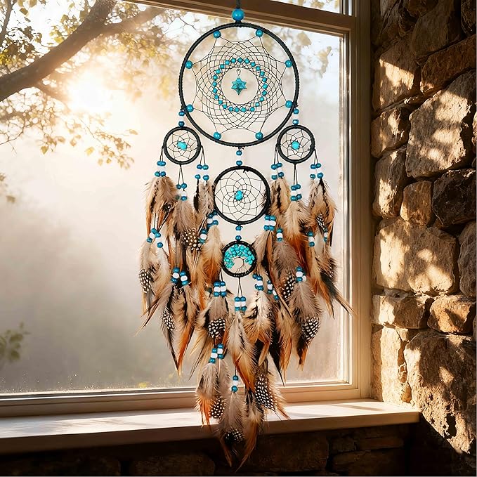 Dream Catchers for Adults Large Dream Catchers Black Dream Catcher Turquoise Wall Decor for Bedroom Adult Brown Boho Dream Catcher Wall Decor Tree of Life Suncatcher Hanging