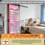 24-Pair Over Door Shoe Organizer for Family & Kids, Double Sided | Hanging Storage for Sneakers, Boots, Toys & Room OrganizationRose Quartz