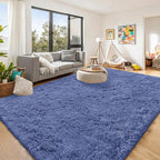 OLANLY 8x10 Machine Washable Large Area Rugs for Living Room, Bedroom, Soft Fluffy Shaggy Bedside Rug, Indoor Floor Carpet for Kids Girls and Boys, Dorms, Nursery, Home Decor Aesthetic, Denim Blue