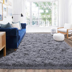 Rugs for Living Room 9x12, Soft Shaggy Modern Shag Area Rug for Bedroom, Upgrade Non-Slip Plush Fluffy Carpet for Kids Boys Girls Room Home Decor Aesthetic, Grey