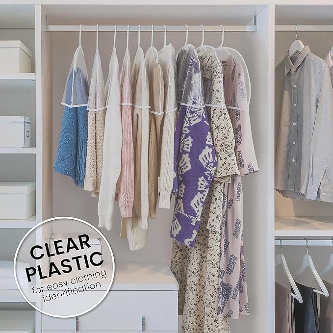 Handy Laundry Clear Vinyl Shoulder Covers - Set of 16 Garment Protectors Keep your Suits, Dresses, Blouses, & Dust Free - Protect and Store your Clothing while In and Out of Season (Pack of 2)