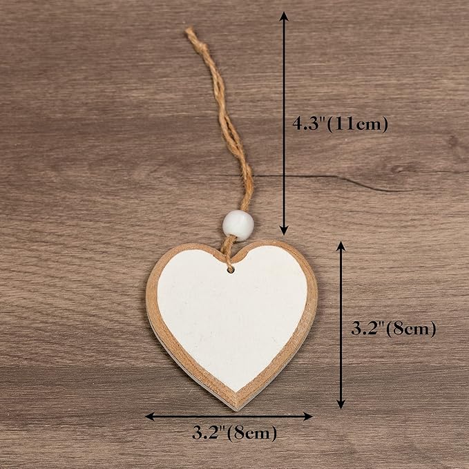 Sun&Beam Heart-Shaped Wooden Decorative Hanging Handmade Hearts Ornaments for Wedding Party Valentine Christmas Home Decoration Car Décor (B-#3, 1Pcs)