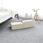 Foldable Under Bed Organizer with Double Folding Lid, Closet Organizers and Storage Bins for Blanket, Clothing, Comforter, Sweaters, Pillows, Linen Sheets, Wrapping Paper, Ivory White