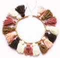 Tassel Garland - Boho Tassel Garland with Wood Beads - Wall Decor for Dorm, Girls Room and Nursery Room (43 inch) - Blush and Terra Cotta