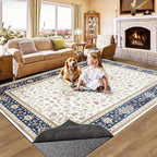 Non-Slip Rug Pads 1/4” Thick, 5x8Ft Waterproof Rugs Non Skid Rug Pad for All Floors and Finishes Durable Hardwood Floor Protective Felt Keeps Rugs in Place, Safe and Secure