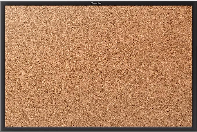 Quartet Cork Bulletin Board 48"W x 36"H Pin Board, Black Aluminum Frame (2304B)