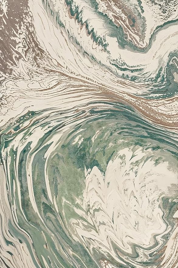 Ciicool 2x6 Washable Runner Rug, Modern Abstract Soft Hallway Rugs Runner, Non-Slip Thin Accent Rug Lightweight Green Swirls Print Distressed Carpet for Laundry Entryway Bedroom Kitchen Indoor