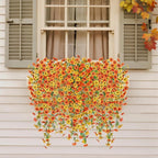 Artificial Hanging Flowers for Outdoors Fake Plants Decoration, 2 Packs Faux Silk Daisy Flower Realistic Outdoor Flowers UV Resistant Porch Patio Window Yard Indoor Spring Decor(Yellow Orange)