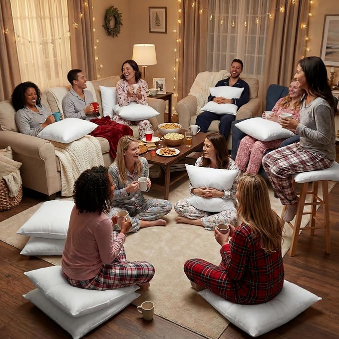 Soaoo Set of 30 Fluffy Throw Pillows Insert Bulk 18 x 18 Inches White, Filled in 400g Polyester Fiber, Decorative Square Pillow for Couch Sofa Bed and Party Supplies