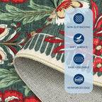 GarveeHome Floral Botanical Washable 9x12 Area Rug for Living Room Soft Grey Green Vintage Boho Cottage Large Rugs Low Pile Carpet for Bedroom Dining Nursery Rug