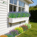 Der Rose 24 Bundles Artificial Flowers for Outdoors Fake Lavender Flowers UV Resistant Faux Plants Monkey Grass for Garden Porch Fence Patio Window Box Decor（Purple）