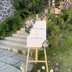 Odouzy Artificial Wedding Arch Flowers for Wedding Sign,Set of 2 for Welcome Ceremony Sign,Faux Floral Swags, Banquet and Reception Backdrop Floral Decoration (Pink)