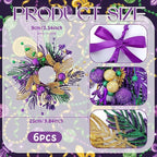 6 PCS Mardi Gras Purple and Green Glitter Mini Cabinet Wreaths for Front Door Carnival Party Decor Wreath Mardi Gras Hanging Garlands Candle Rings for Front Door Home Window Chair Wall Indoor Outdoor
