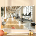 Hasipu Home Gym Mirror, 48"x24" Each, 3-Pack Frameless Wall Mounted Mirrors with Glass Clamps & 2 Aluminum Rail, Large Body Mirror for Home Gym, Yoga Studio, Bedroom, Silver Tempered Glass