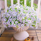 Artificial Faux Flowers Plants for Outdoors Spring Summer Decoration,12 Bundles Realistic Fake Plants Silk Daisy Flowers UV Resistant Greenery for Outside Planters Front Porch Patio Garden Home(White)