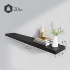 BAMEOS Floating Shelves,40 x 8 Floating Wall Shelves – Extra-Wide Display Shelf with Invisible Brackets, Set of 2 | Accent Décor Shelf for Bedroom, Living Room, Home Office & Salon Display Black