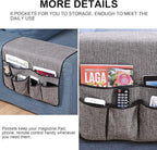 Sofa Armrest Organizer Non-Slip Remote Control Holders for Recliner Couch Chair Armchair Caddy with 5 Pockets for Table,Cell Phone,Ipad,Magazines,Books (Darkgrey, 19 x 35 Inch)