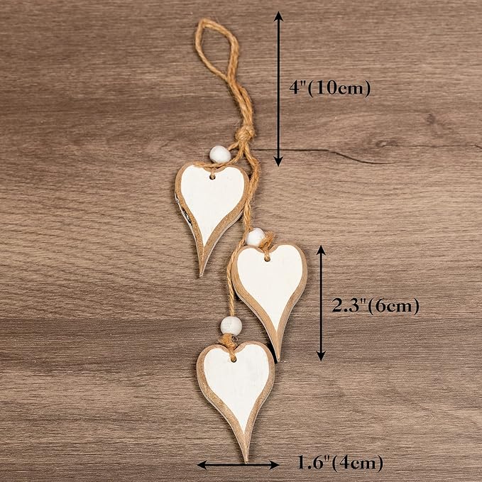 Sun&Beam Heart-Shaped Wooden Decorative Seven Styles Hanging Handmade Hearts Ornaments for Wedding Party Valentine Christmas Home Decoration Car Décor (All-7Pcs, 1Pcs)