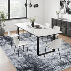 10x12 Area Rug Living Room Rug: Washable Modern Abstract Soft Thin Rug Indoor Floor No Slip Stain Resistant Carpet for Bedroom Dining Room Farmhouse Nursery Home Office - Dark-Black