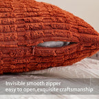 Aegero Corduroy Decorative Throw Pillow Covers 14x36 Inch Soft Striped Pillow Covers Modern Farmhouse Home Decor for Sofa Living Room Couch Bed（Rust）