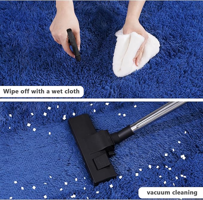 4'x4' Blue Round Rug for Bedroom, Ultra Soft Fluffy Circle Rug for Kids Girls Boys Room, Cute Shag Rugs for Living Room Playroom Teen Room Home Decor Rug