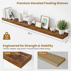 Fun Memories 55 Inch Floating Shelves Bedroom, Large Extra Floating Shelf Set of 2 with Invisible Brackets, Rustic Brown