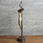 BC Catholic Crucifix Standing Cross, Jesus Christ tabletop Home Decor, Religious Gift, Wood Carve Looking, Realistic Finish, 10.9" H Hand Painted by Buildclassic