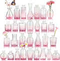Der Rose Pink Glass Bud Vases Set of 30, Small Bud Vases for Flowers, Rustic Wedding Centerpieces and Home Decor
