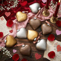 VioraWhite 18 Pcs Valentines Neutral Texture Heart Ornaments Bronze Rustic Heart Shaped Xmas Baubles Ornaments Farmhouse Copper Decorations for Tree Wreath Home Modern Holiday